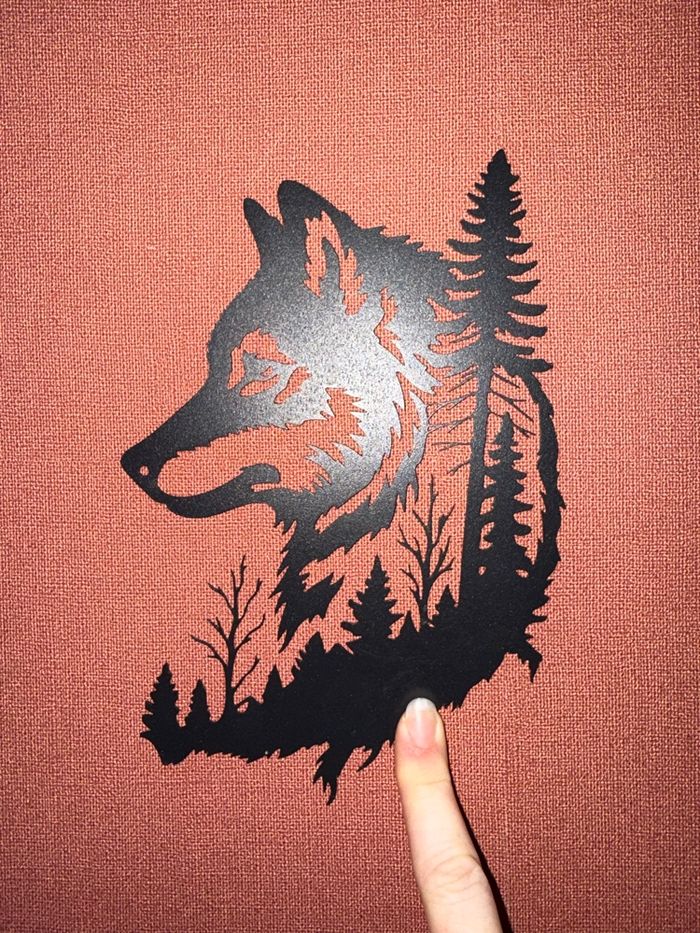 Décoration murale en métal loup