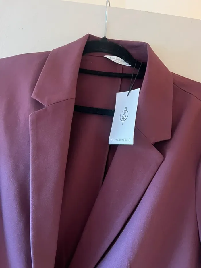 blazer regular fit bordeaux stradivarius - photo numéro 4