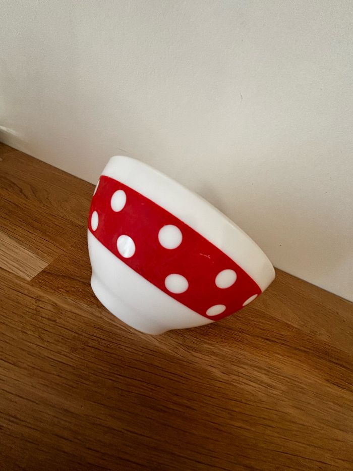 Vintage bol Arcopal Polka rouge avec défauts - photo numéro 7