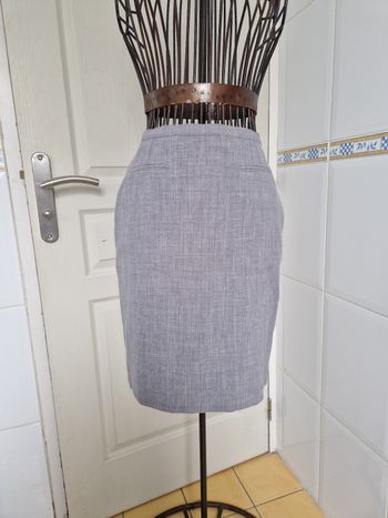 Jolie jupe grise en lin femme camaïeu taille S/36