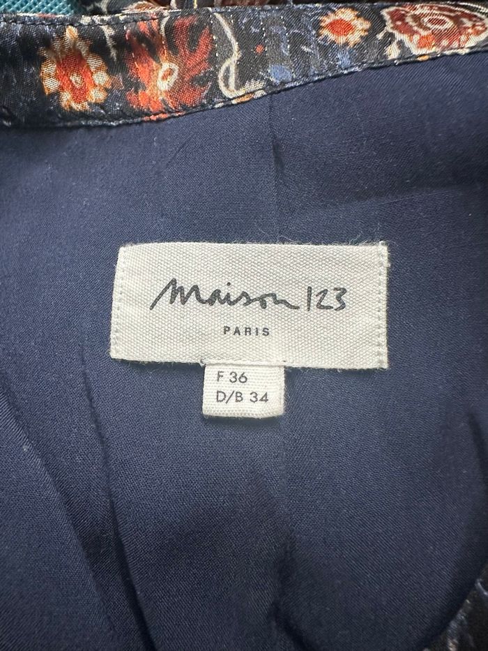 Robe à fleurs Paisley bleu marine orange doré Maison 123 T36 S - photo numéro 7