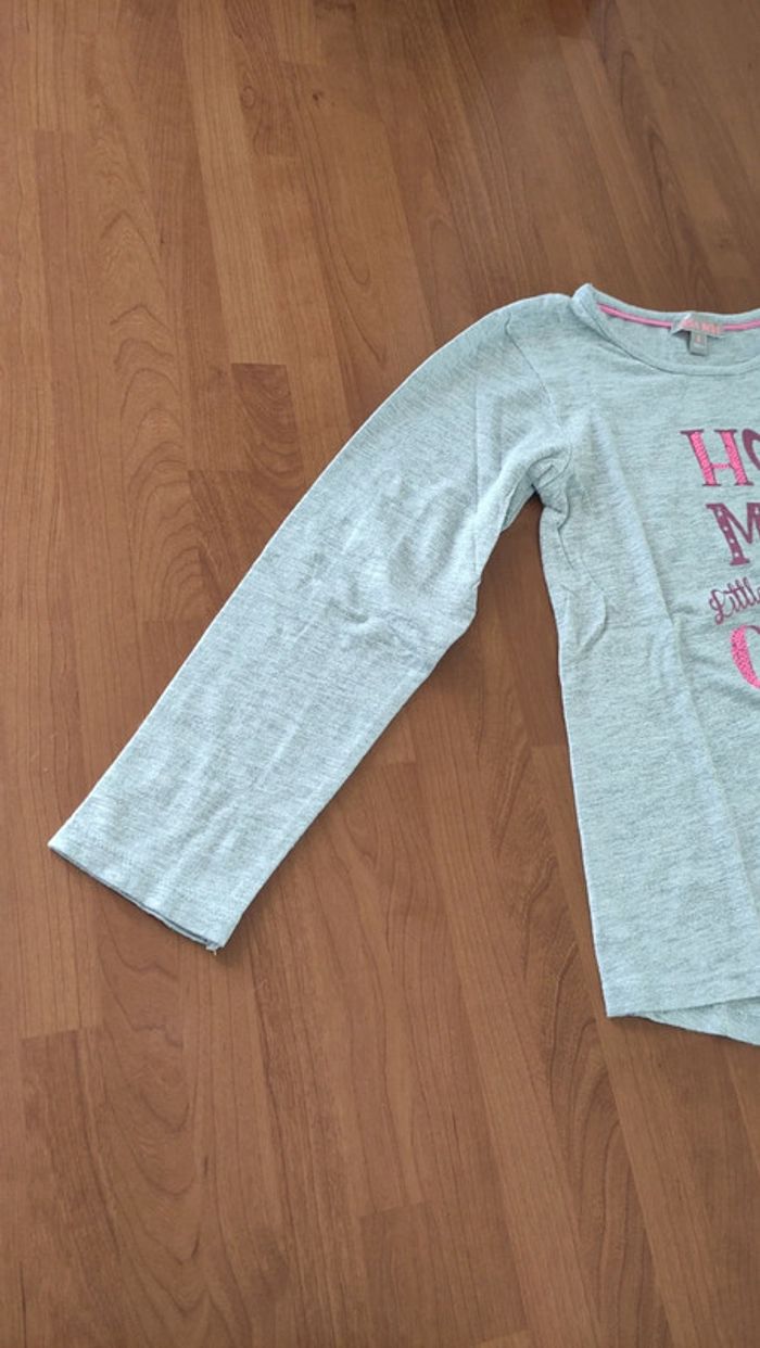 Tee-shirt gris manches longues lisa rose 8 ans - photo numéro 4