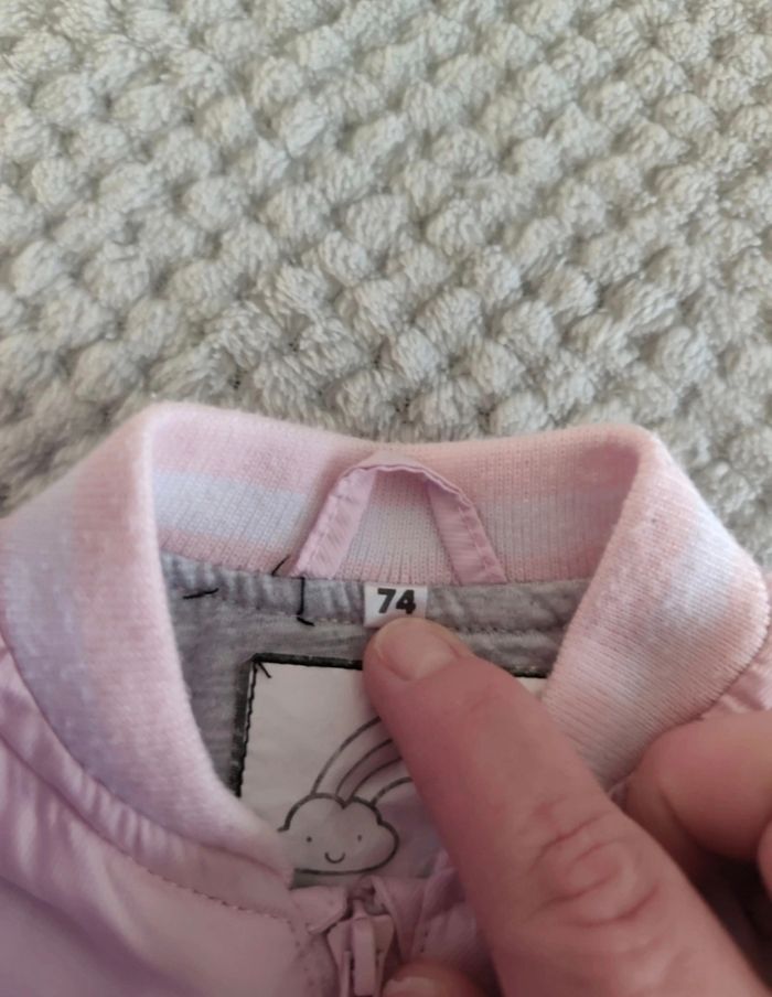 🎀 Jolie petite veste bombers rose poudré taille 74cm 9-12 mois - photo numéro 3