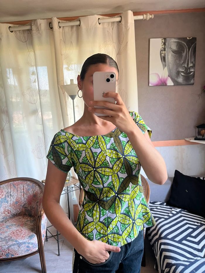 Haut africain coloré vintage y2k 2000yer bohème champêtre country western - photo numéro 3