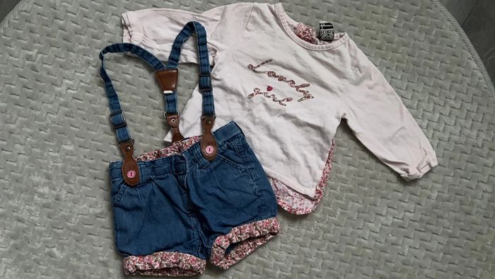 Ensemble short salopette teeshirt