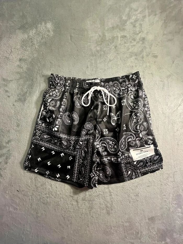 Short en mesh motif bandana noir et blanc Ryoko Rain California Style – Taille L