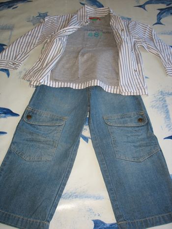 ENSEMBLE 3 PIÈCES GARÇON : JEAN + CHEMISE + TEE SHIRT "OKAOU BY LA REDOUTE" - 3 ANS - n°01