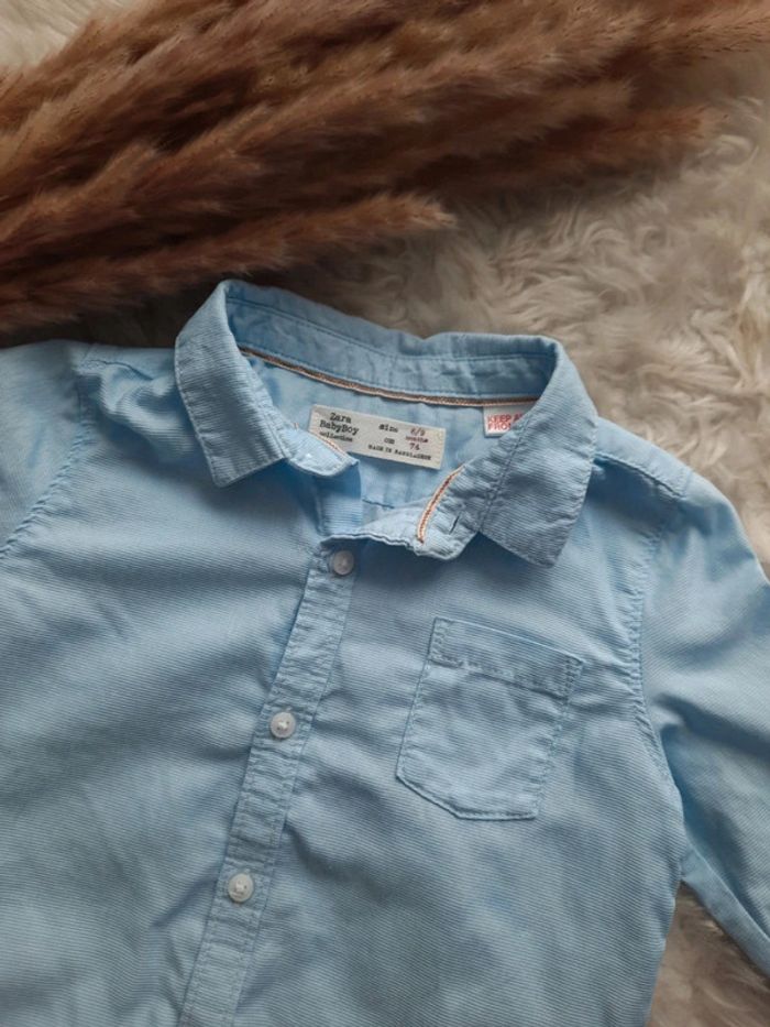 Chemise bleue 6/9 mois Zara - photo numéro 3