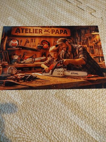 Plaque publicitaire motif atelier de papa neuf
