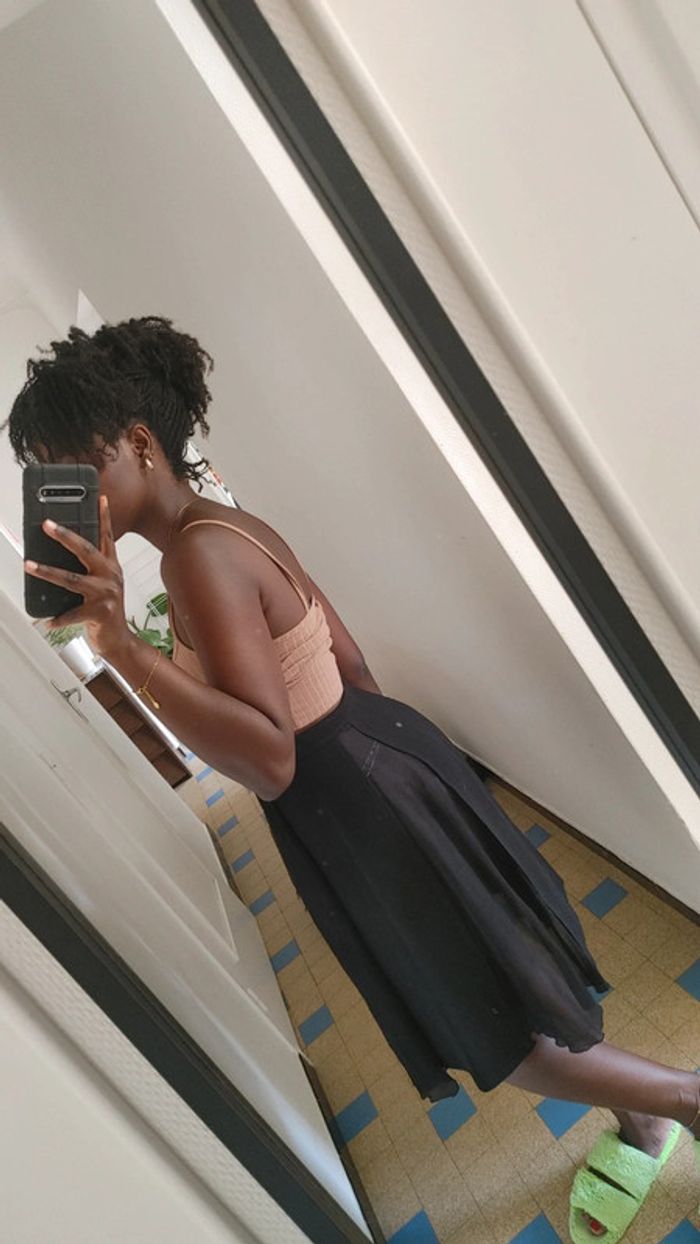 Jupe transparent en laine et soie taille haute - photo numéro 10