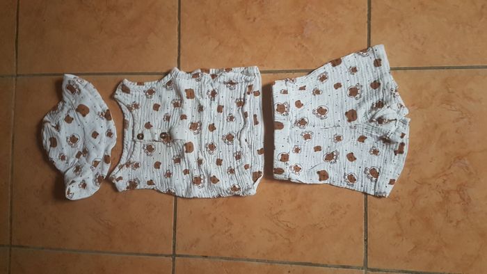 Ensemble été bébé garçon 12-18 mois blanc et marron