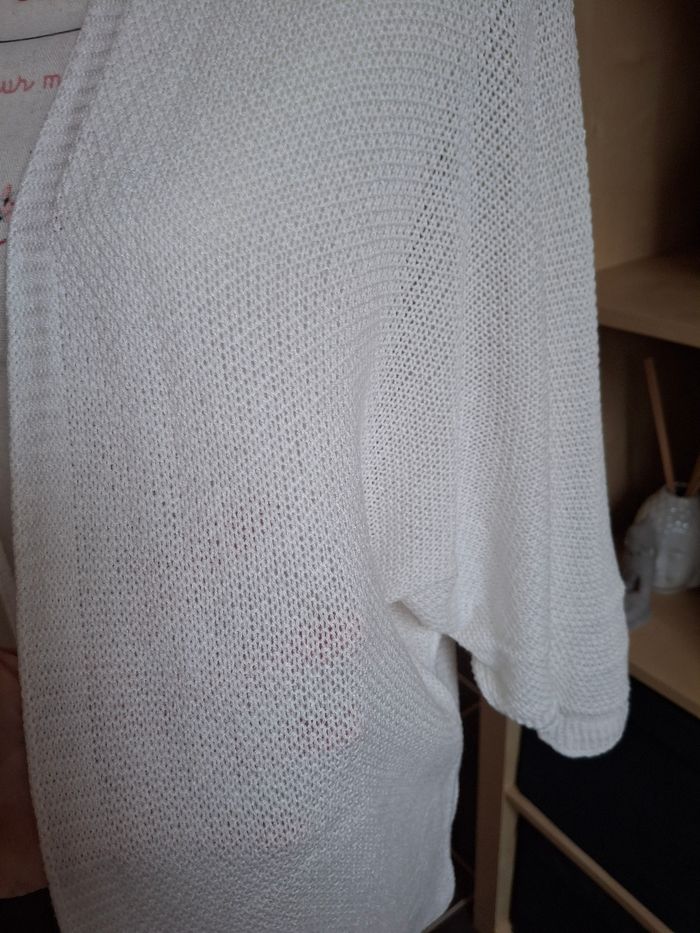 Gilet blanc mailles nid d'abeilles neuf - photo numéro 2