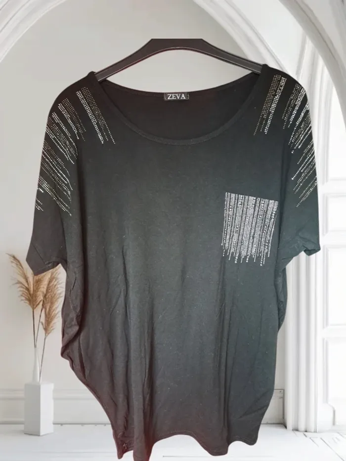 T-shirt noir uni femme taille L - photo numéro 2