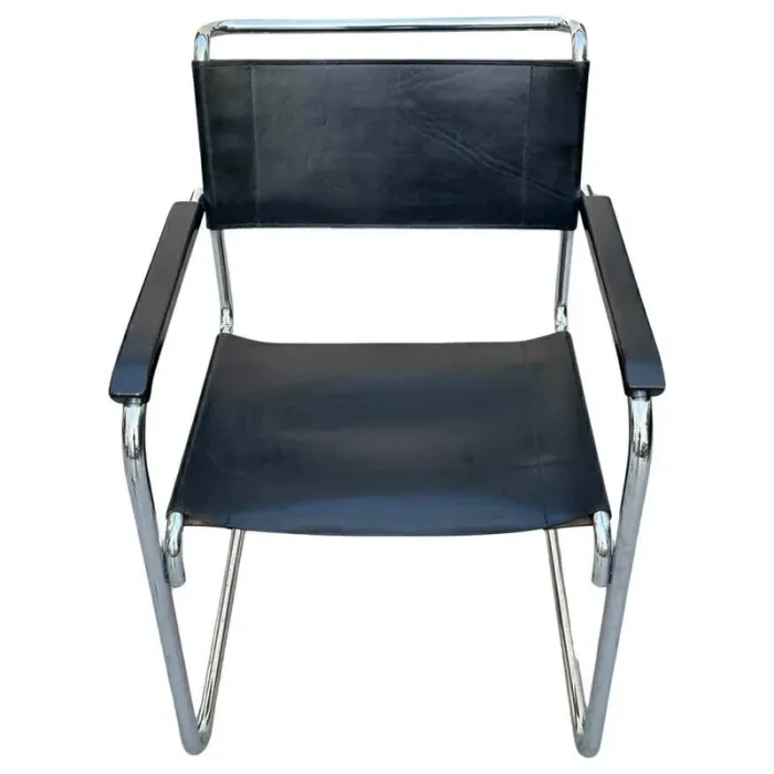 Chaise Bauhaus vintage cuir épais & chrome – état exceptionnel - photo numéro 2