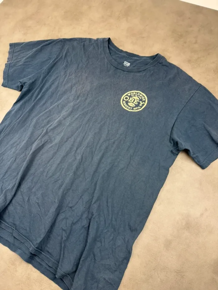 T-shirt Obey Bleu Marine Taille L - photo numéro 2