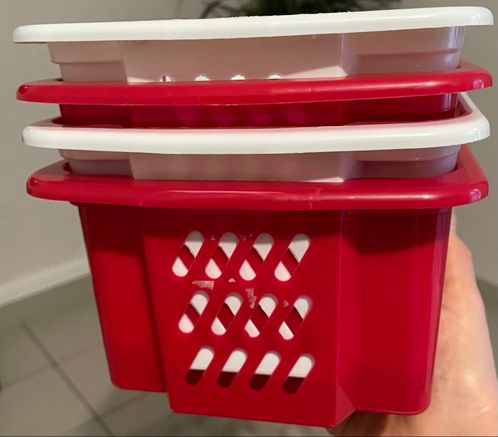 Lots 4 Paniers Des Rangement Rouge Blanc - photo numéro 8