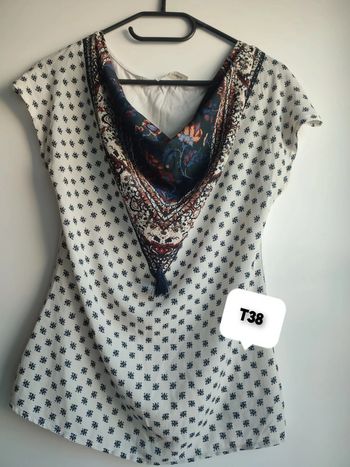 Blouse col bénitier bleu