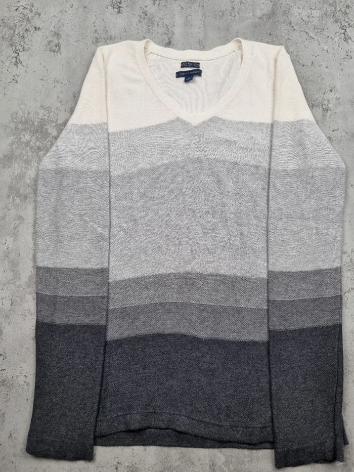Pull col V Tommy Hilfiger – Dégradé de gris – Taille M/38 Femmes - photo numéro 3