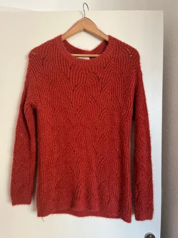 Pull maille rouge brique
