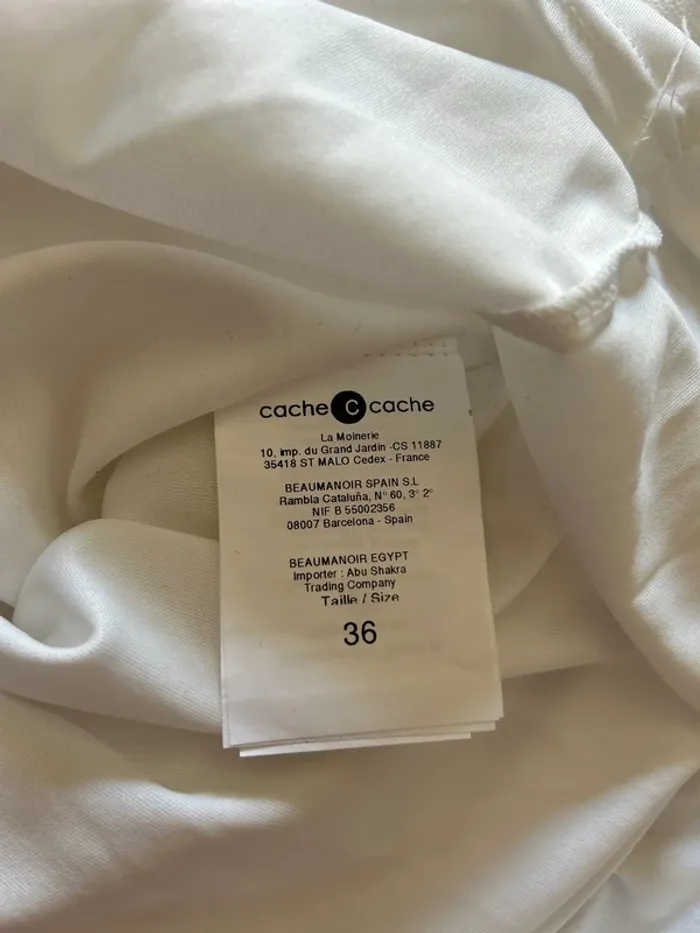 Robe femme, blanche à motif plume, cache cache, taille 36 - photo numéro 5