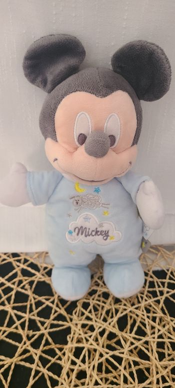 Disney Mickey la souris Peluche bleu blanc mouton
