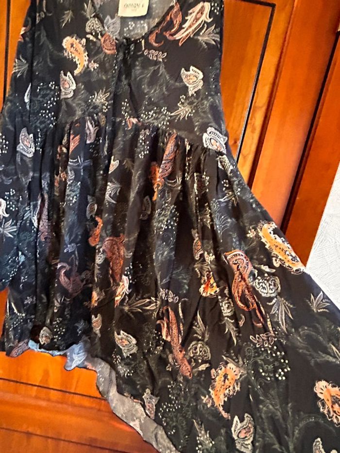 robe noire fleurie taille unique Chantal B - photo numéro 3