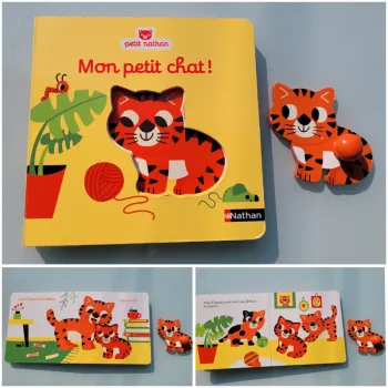 Livre à encastrement avec chat en bois 🐱 Mon petit chat !🐱 Petit Nathan