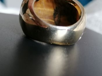 Bague marque Camille Lucie cocktail fantaisie doré orangé brillant œil de tigre. Neuve 