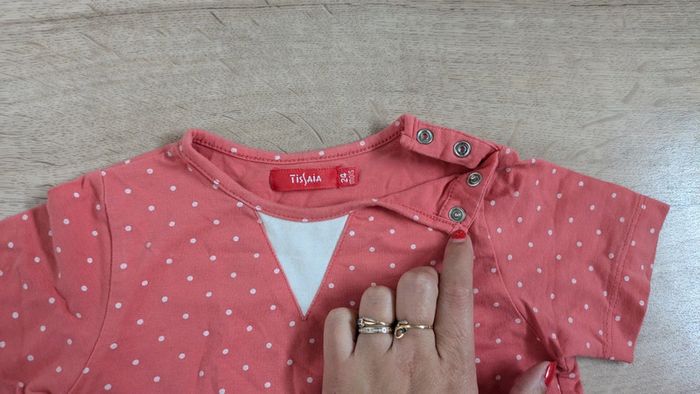 Tee-shirt Corail à pois blanc 24 mois - photo numéro 2