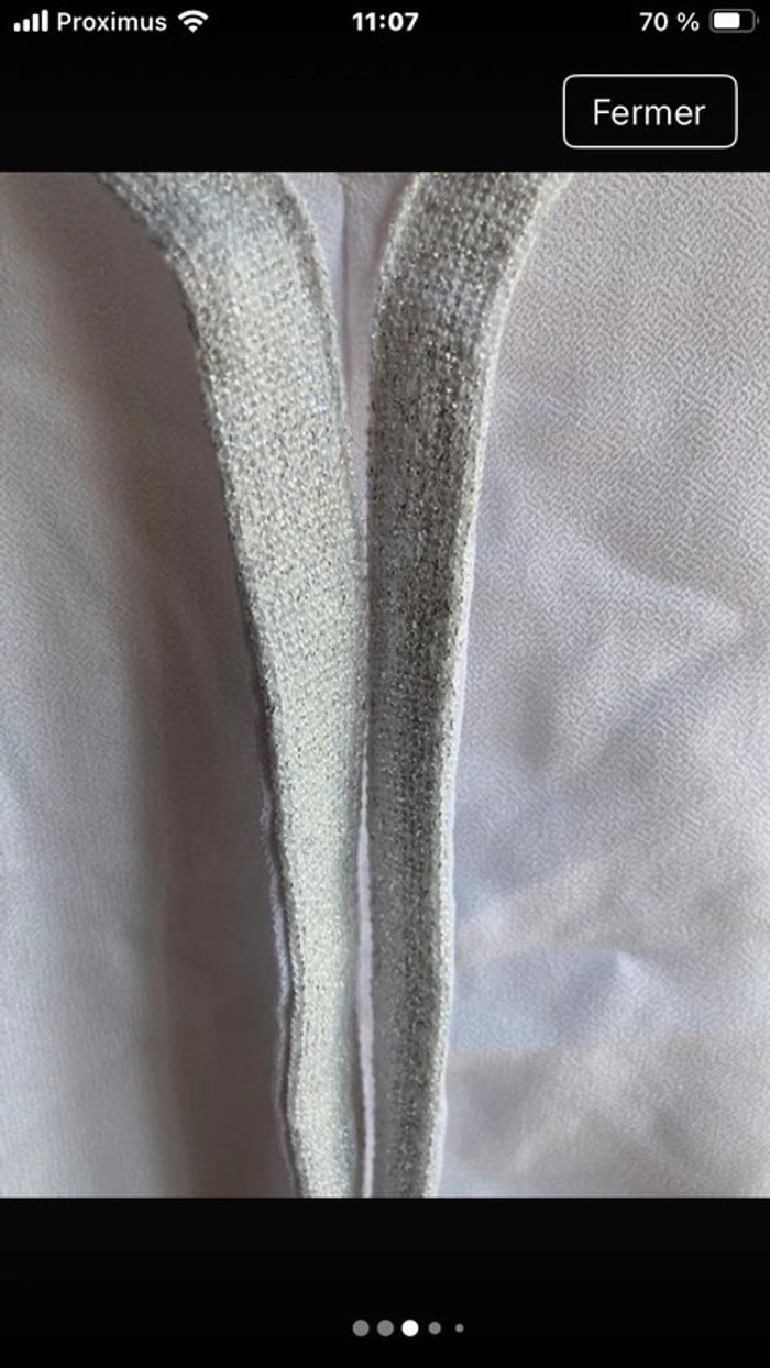 Superbe blouse vaporeuse légère lisèré argenté taille L - photo numéro 2