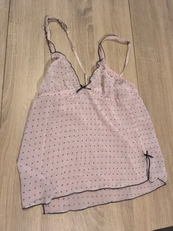 Top voile lingerie à pois