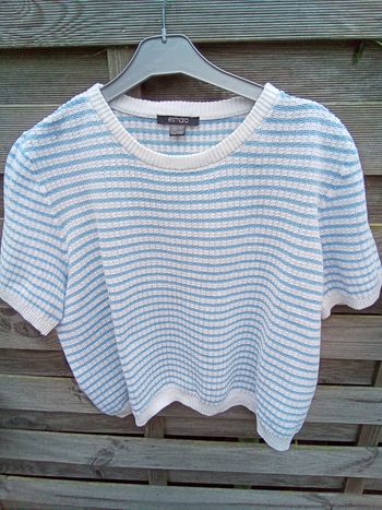 Pull  manches courtes rayé bleu/blanc  - Esmara