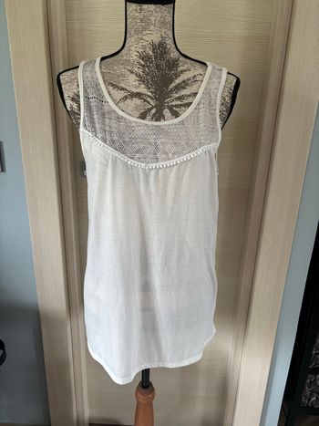 Débardeur blanc dentelle La Halle – taille L
