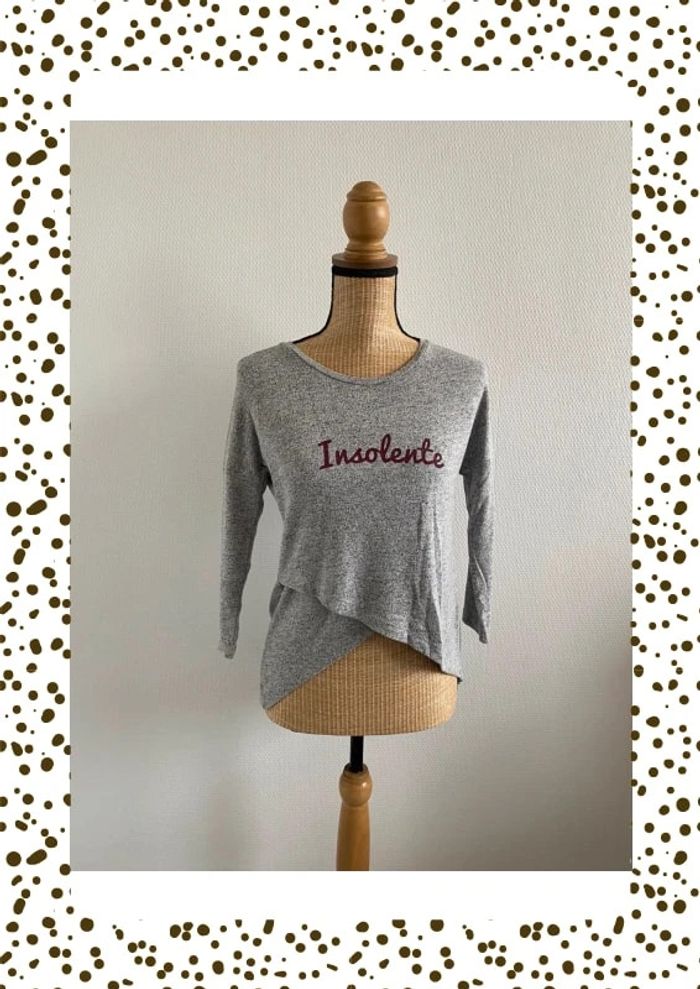 Pull manches 3/4 gris