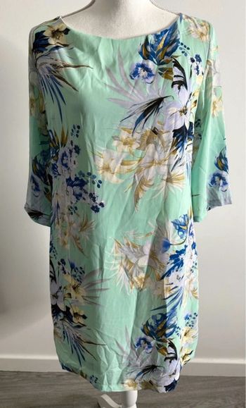 Robe tropicale à fleurs verte et bleue Andyus T40 L