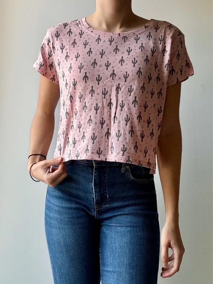 T-shirt Crop Top Rose Jennyfer
