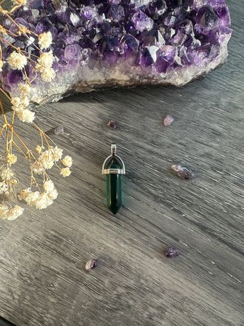 Pendentif pendule en cristal vert - Pierre naturelle