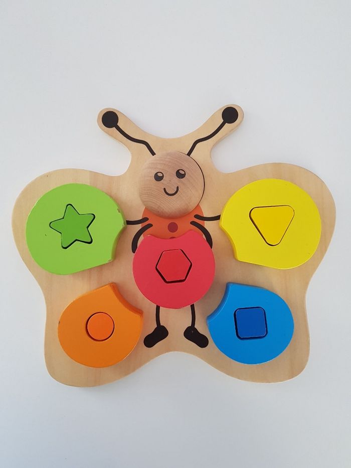 Papillon en bois formes et couleurs à emboîter - photo numéro 2
