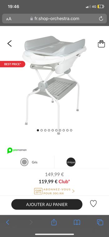 Baignoire table a langer