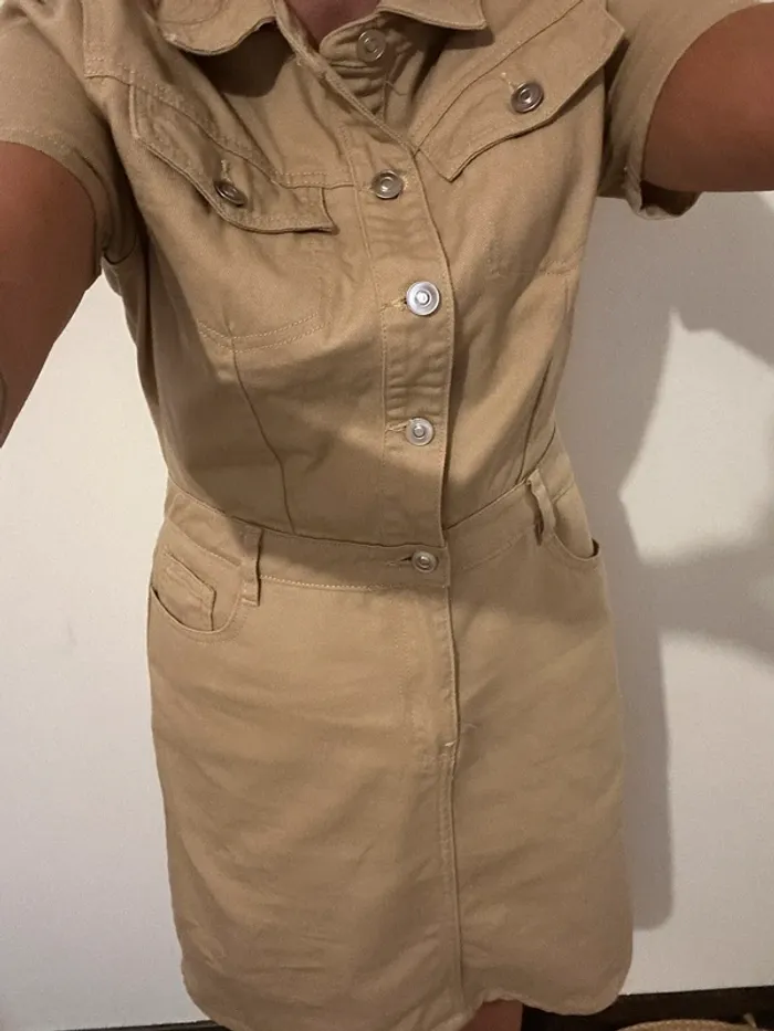 Robe en jean beige - photo numéro 5