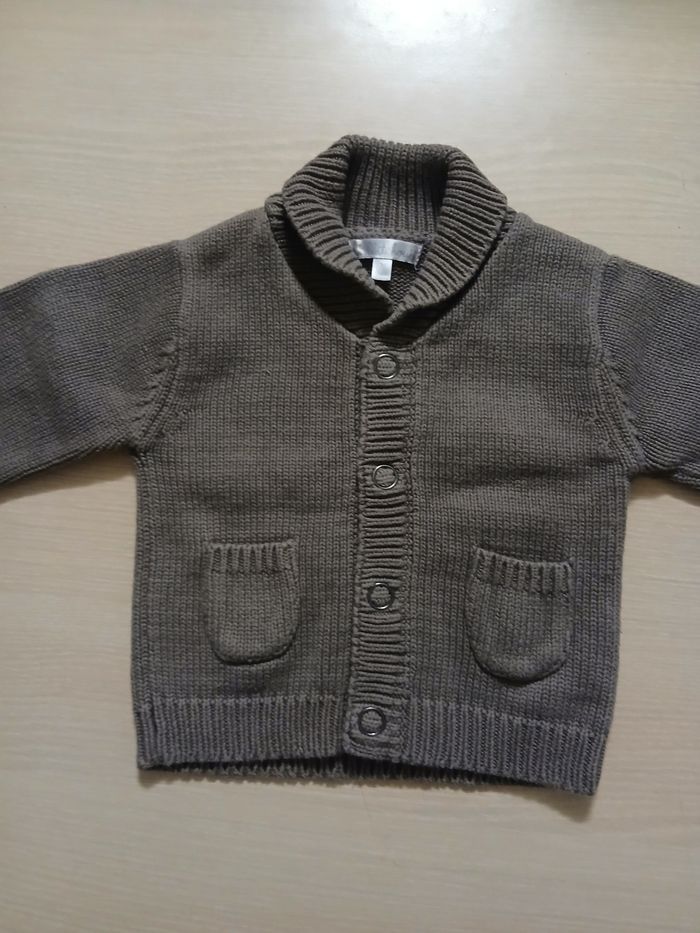 Gilet bebe garcon taille 3/6 mois en coton a pression +2 poche - photo numéro 4