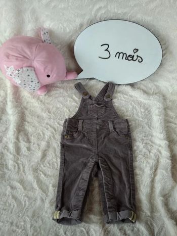 Salopette velours Fille 3 mois Cœur Tape à l'œil