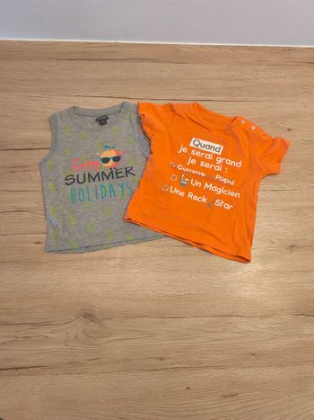 Lot tee-shirt manches courtes débardeur 12 mois