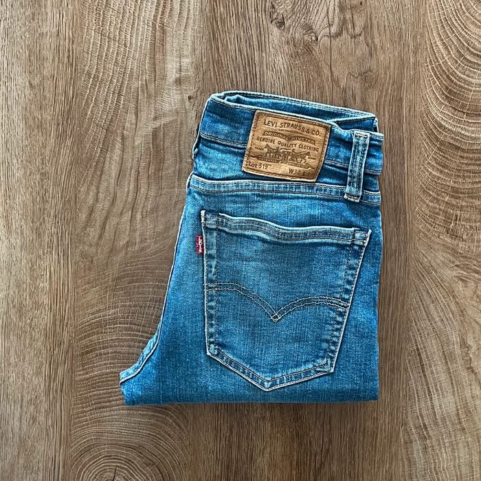 Jean/pantalon bleu délavé 519 Slim pour homme, taille : W 30 L 34 (40 taille française)