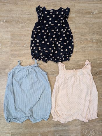 Lot 3 barboteuses 6 mois bébé fille 