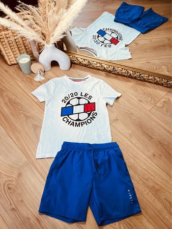Taille 6 ans ensemble 2p été garçon vertbaudet kipsta bleu blanc * foot * 💙