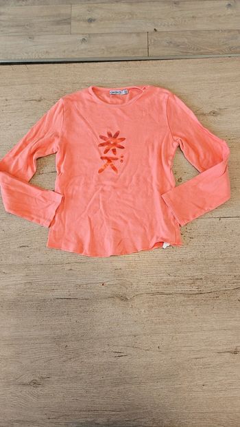 T shirt orange clair à manches longues, Okaïdi, 10 ans