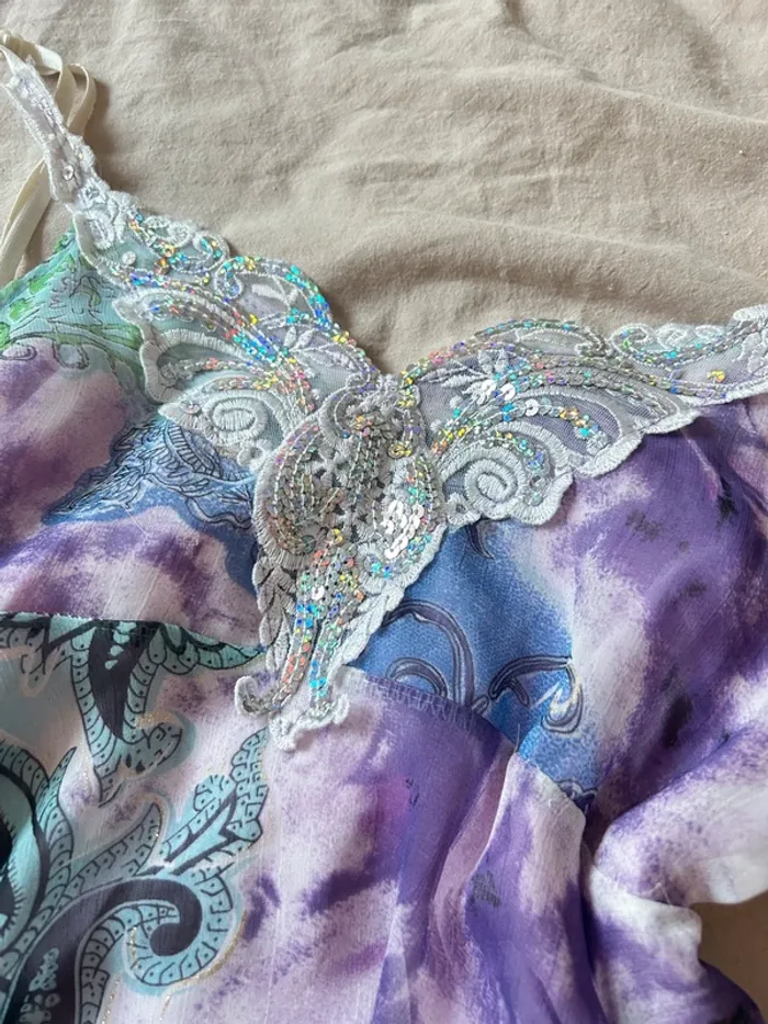 Top Ibiza asymétrique – vert/violet/argenté - photo numéro 5