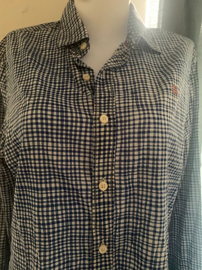 Chemise Napapijri vichy bleu et blanc taille L slim fit - photo numéro 4