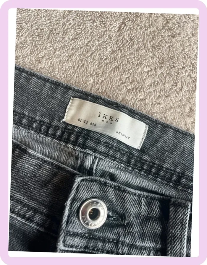 Jean skinny gris IKKS Men – taille 28 – avec poches et anneaux ceinture - photo numéro 3
